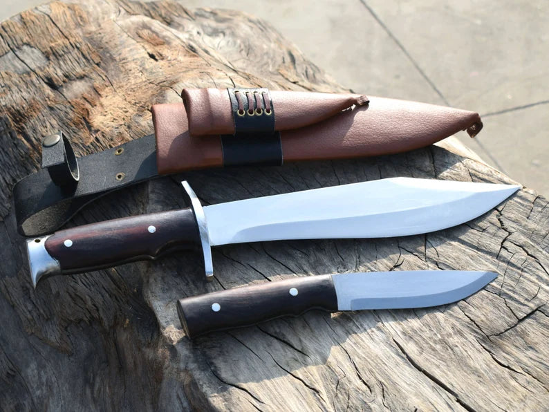 Handmade Bushcraft Set, Big Bowie Chopper knife (10 and 5 Inch Blade) –